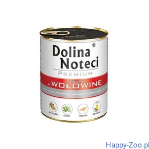 Mokra karma dla psa Dolina Noteci Premium bogata w wołowinę puszka 800 g