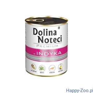 Mokra karma dla psa Dolina Noteci Premium bogata w indyka puszka 400 g