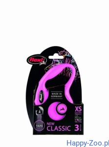 Smycz Flexi New Classic XS Taśma 3m 12kg Różowa