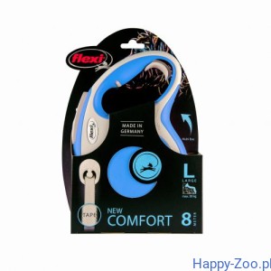 Smycz Flexi New Comfort L taśma 8m 50kg niebieska