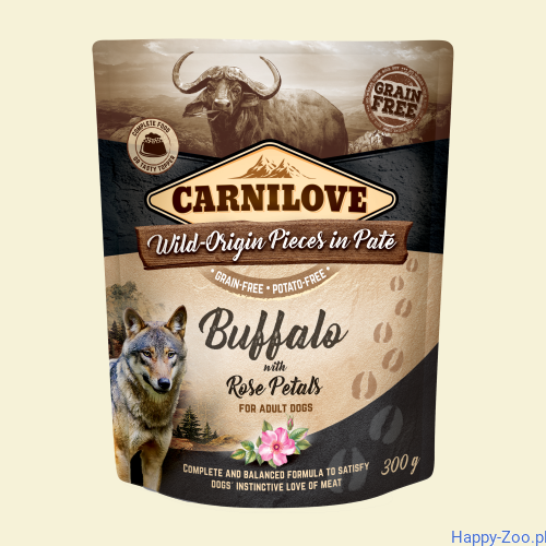 Carnilove saszetka dla psa bawół z płatkami róży 300 g.jpg