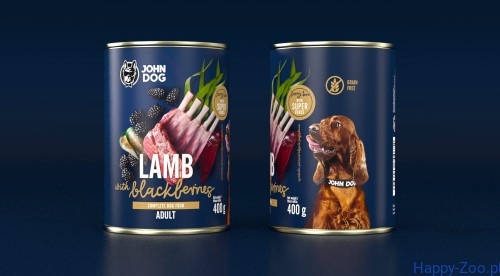 John Dog jagnięcina z jeżynami 800g happy-zoo.jpg