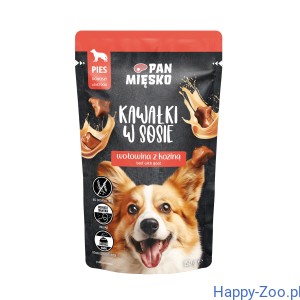 Karma mokra dla psa Pan Mięsko Kawałki w sosie Wołowina z koziną (dorosły) 150 g