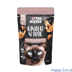Karma mokra dla kota Pan Mięsko Kawałki w sosie Kurczak z przepiórką (dorosły) 85 g