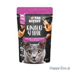 Karma mokra dla kota Pan Mięsko Kawałki w sosie Kurczak z krewetkami (dorosły) 85 g