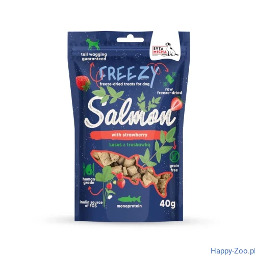 Syta Micha FREEZE Łosoś z truskawką i suszoną bazylią 40g.webp