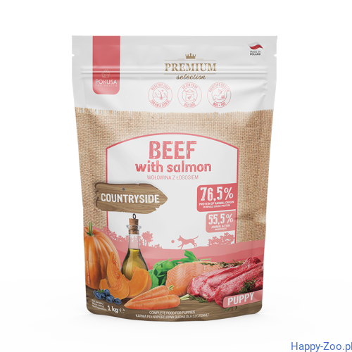 Pokusa Premium Selection karma sucha wołowina z łososiem dla szczeniąt 1kg.jpg
