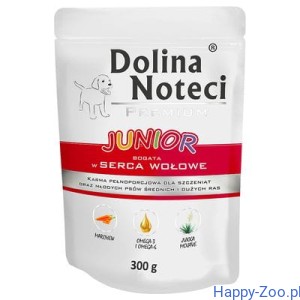 DOLINA NOTECI PREMIUM junior saszetka bogata w serca wołowe 300g