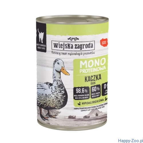 Wiejska Zagroda Kot Kaczka mono proteinowa, puszka 400 g.webp