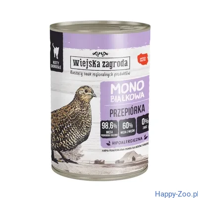 Wiejska Zagroda Kot Przepiórka mono proteinowa, puszka 400 g.webp