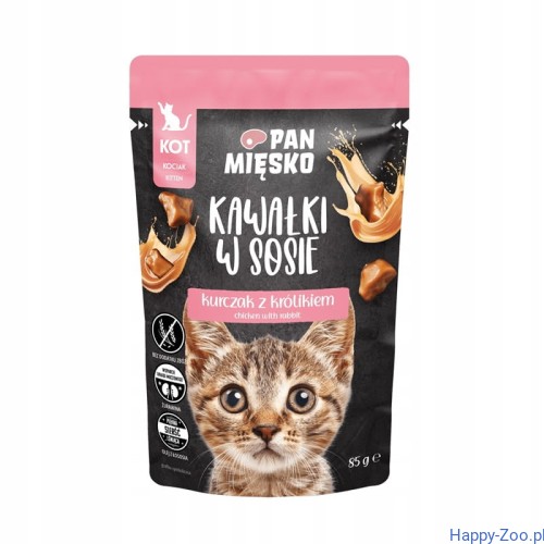 Pan Mięsko Karma mokra dla kota Kawałki w sosie Kurczak z królikiem (kociak).jpg