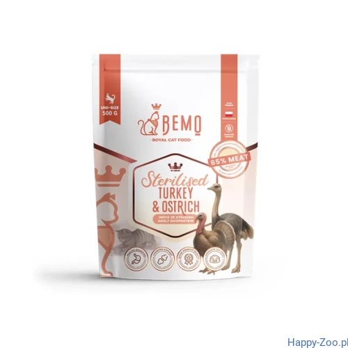 Bemo Cat Sterilised Turkey & Ostrich – karma sucha dla kota z indykiem i strusiem.webp
