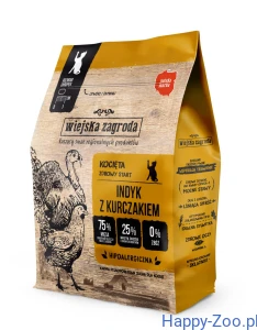 Wiejska Zagroda karma sucha dla kociąt indyk z kurczakiem 400g 