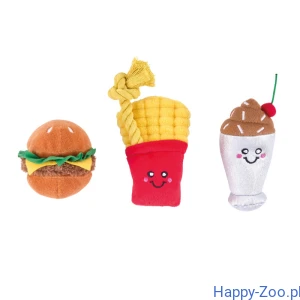ZippyPaws pluszowe zabawki dla psa Fast Food 3szt 