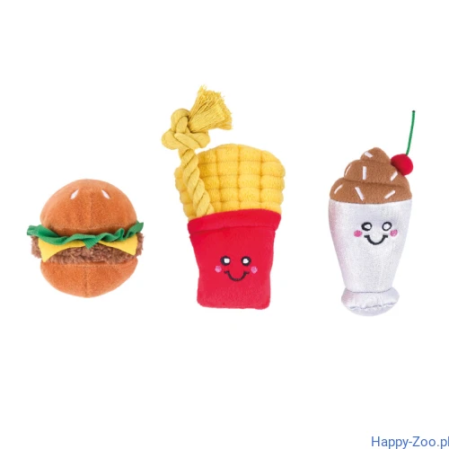 ZippyPaws pluszowe zabawki dla psa Fast Food 3szt.jpg