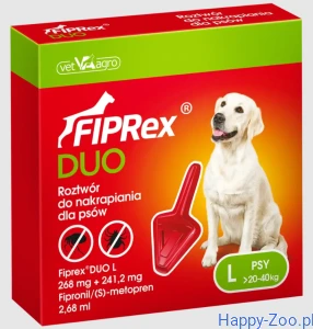 PRZECENA! Fiprex DUO Krople spot-on na pchły i kleszcze dla psów L - KRÓTKA DATA 28.01.2027