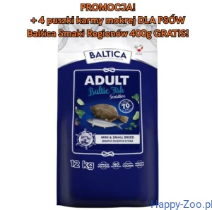 PROMOCJA! Baltica Excellent Adult Sensitive Baltic Fish XS/S 12kg + 4 puszki mokrej karmy Baltica Smaki Regionów 400g GRATIS